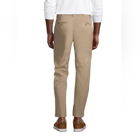 Lands End Men's‎ Tailored Fit Flat Front Khaki Pants Preppy Academia Classic - Picture 2 of 9